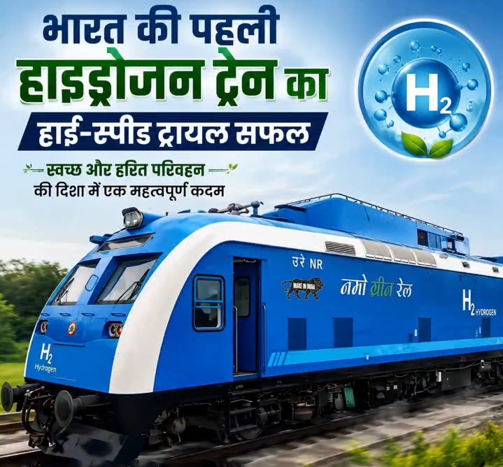 ભારતની પ્રથમ હાઇડ્રોજન ટ્રેનનું હાઇ-સ્પીડ ટ્રાયલ સફળ